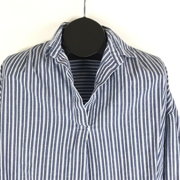 French Connection Striped Popover Top Women's Size XS Woven Cotton Casual - Picture 2 of 10